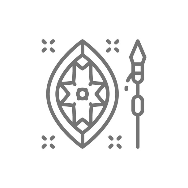 Afrikanisches Speer und Schildleine-Symbol. - Vektor, Bild