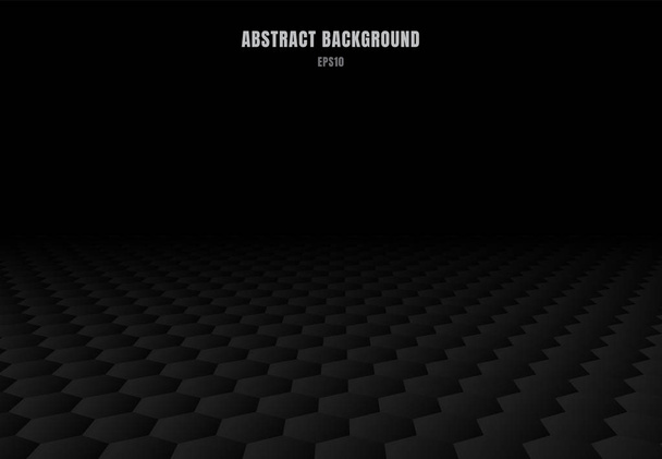 Abstraktní černý šestitečky, perspektiva a textu - Vektor, obrázek