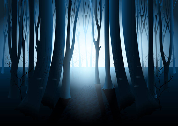 Ciemny tajemniczy las - Wektor, obraz