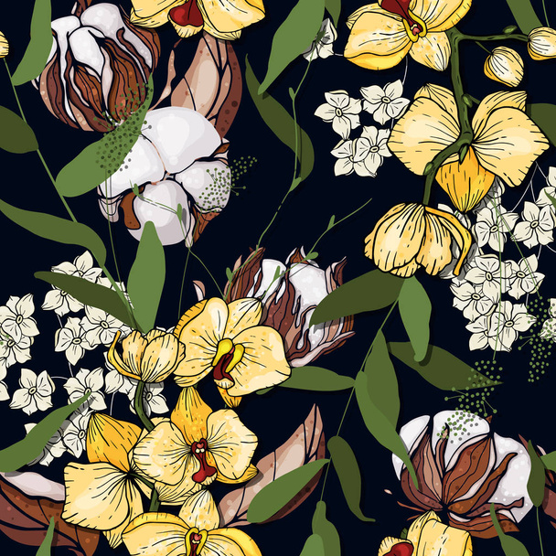 Hand drawn modern print. Invitation floral background. Vector - Vector, Imagen