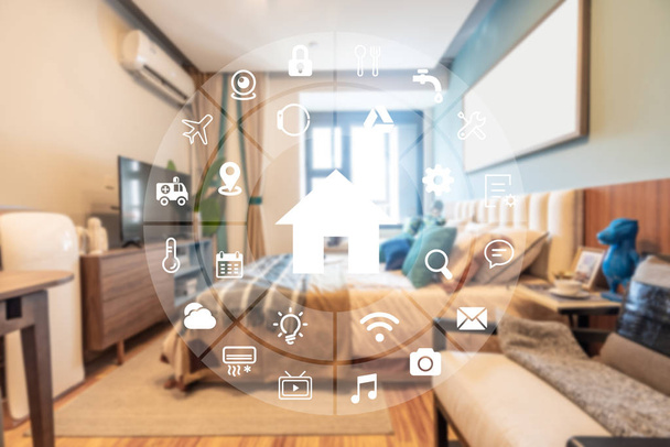 Circulaire futuristische interface van Smart Home Automation Assistant - Foto, afbeelding