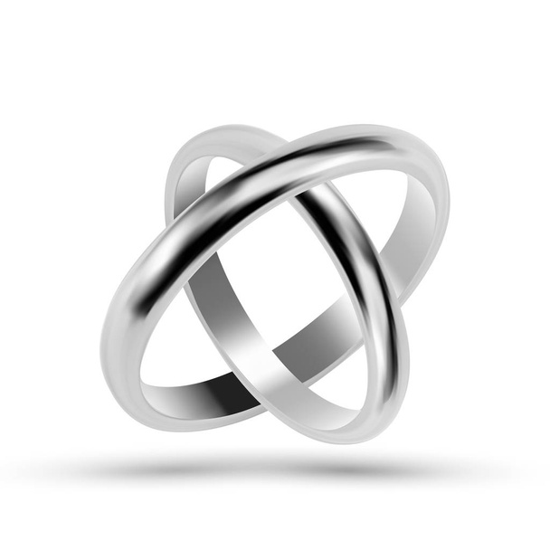 Silver Or Platinum Jewelry Wedding Rings Vector - Vector, Image