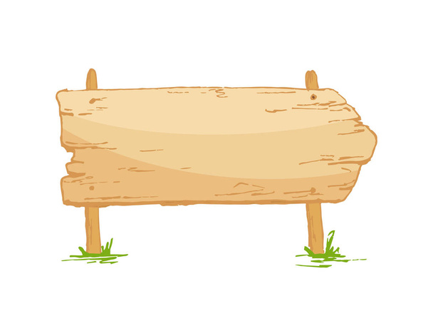 Oude houten bord op een gras met champignons. Vector illustratie. - Vector, afbeelding