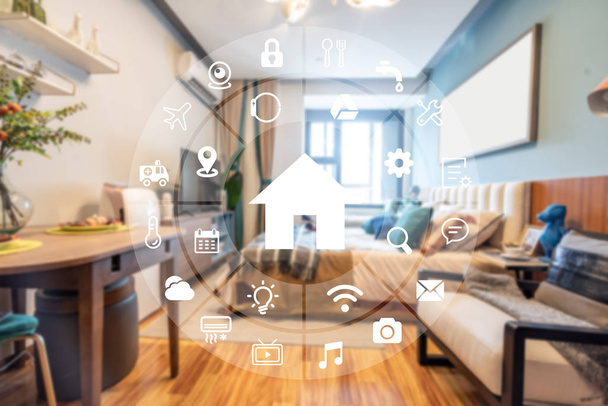 Circular futuristic interface of smart home automation assistant - Фото, зображення