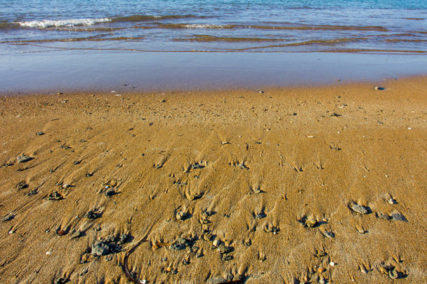 Strand Sand und Wellen im Hintergrund - Foto, Bild