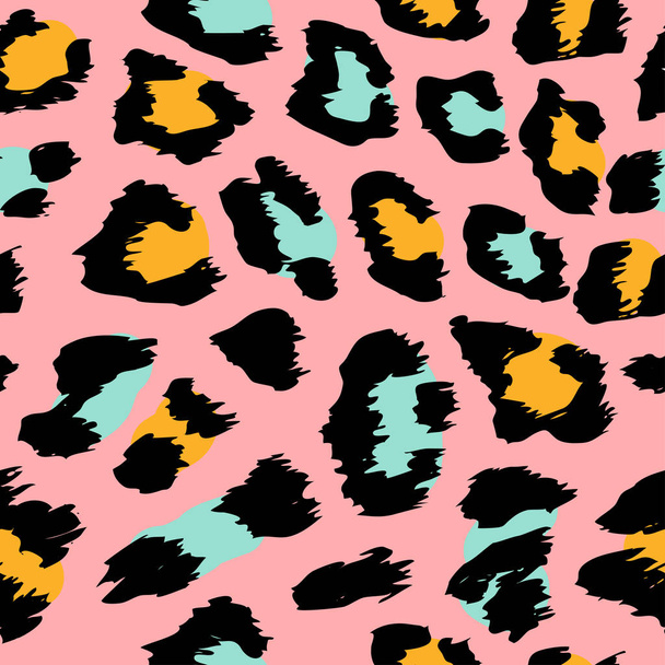 Leopard pattern design - funny  drawing seamless pattern. Lettering poster or t-shirt textile graphic design. / wallpaper, wrapping paper. - Vektor, Bild
