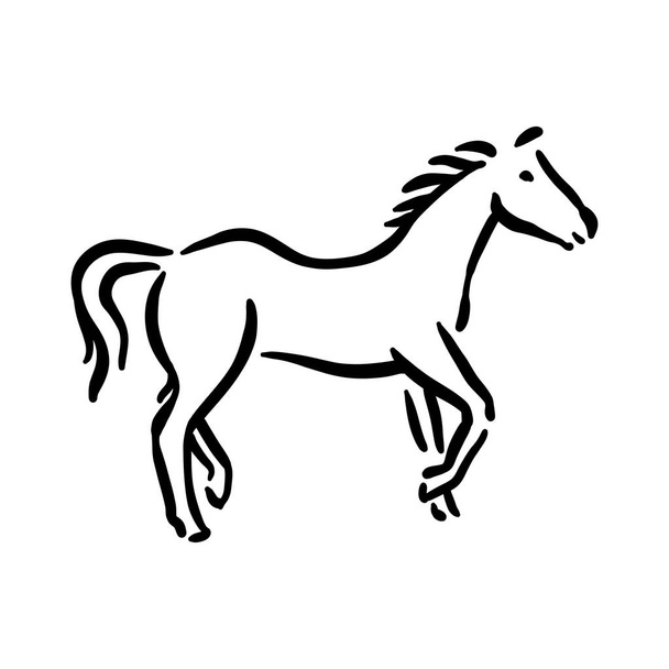 Ilustración de símbolo de caballo negro sobre fondo blanco
 - Vector, Imagen