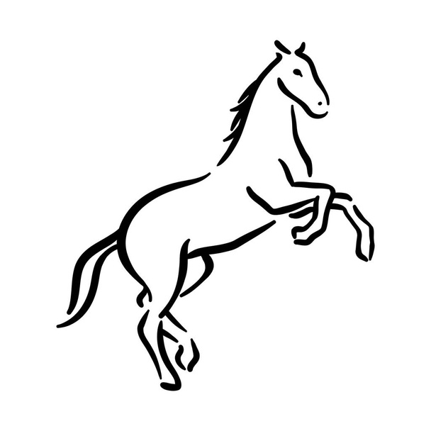 Иллюстрация коня черный на белом фоне
 - Вектор,изображение