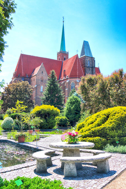 WROCLAW, POLAND - MAY 30, 2019: Botanical Garden in Wroclaw, Poland. The garden was built from 1811 to 1816 on the Cathedral Island (Ostrow Tumski), the oldest part of the city. - Fotó, kép