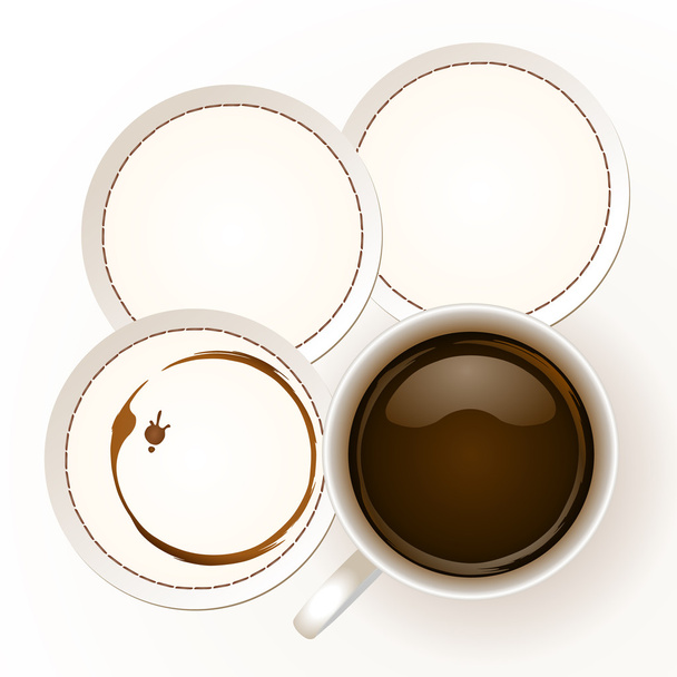 Coffee with coaster paper - Vector, afbeelding