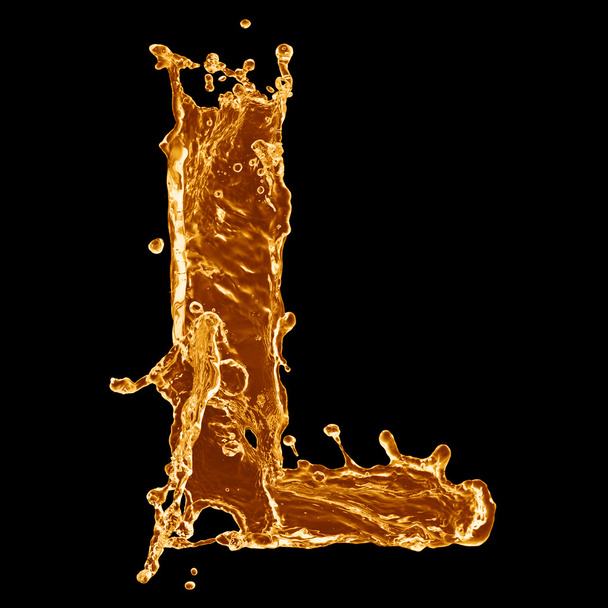 Alfabeto de salpicadura de líquido naranja
 - Foto, Imagen