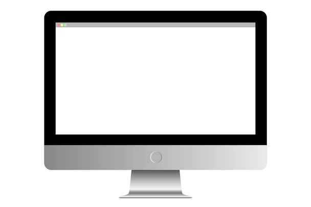 Ordenador de sobremesa, monitor con pantalla blanca en blanco
 - Vector, imagen