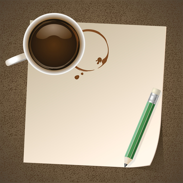 Coffee with Paper note - Вектор,изображение