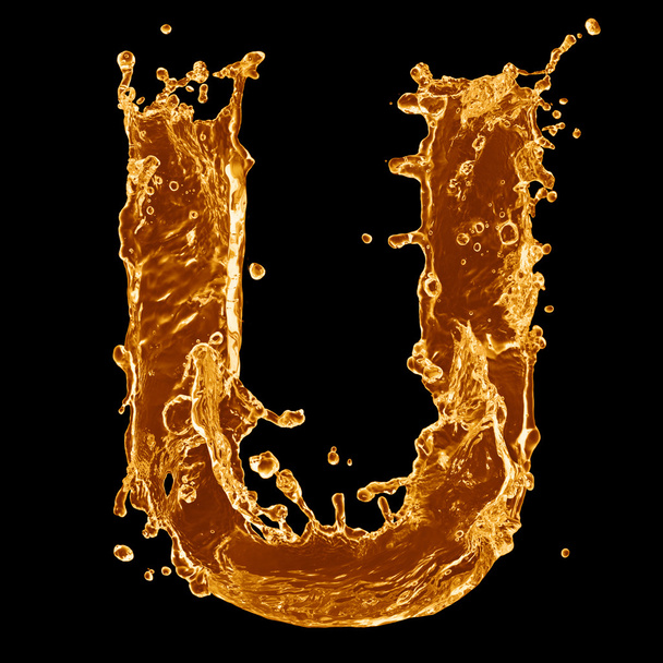 Alfabeto de respingo líquido laranja
 - Foto, Imagem