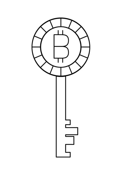sleutel met bitcoin Money - Vector, afbeelding