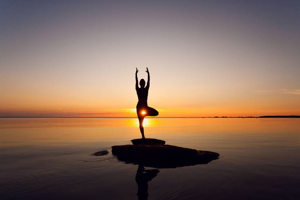 caucasiano fitness mulher praticando ioga
 - Foto, Imagem