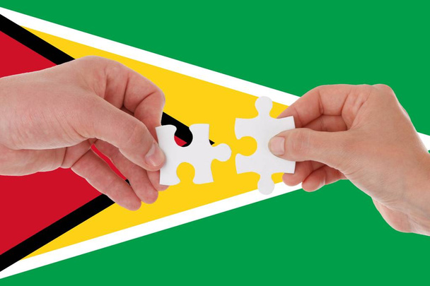 Flag of Guyana, intergration of a multicultural group of young people - Photo, Image
