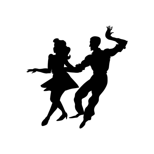 Sylwetka mężczyzny i kobiety taniec huśtawka, Lindy Hop, tańce społeczne - Wektor, obraz