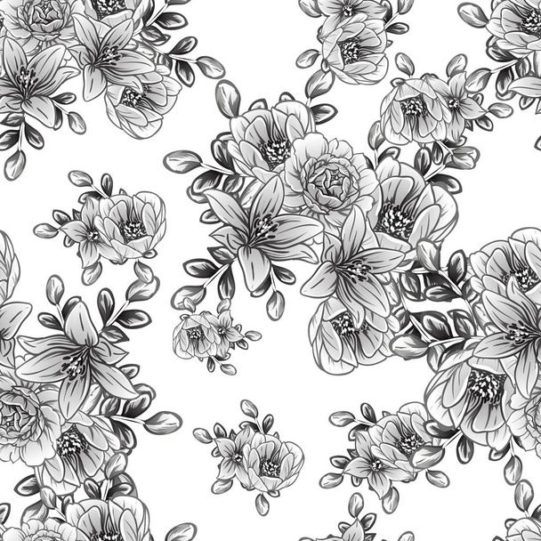 vector illustration of vintage flowers pattern background - Vector, afbeelding