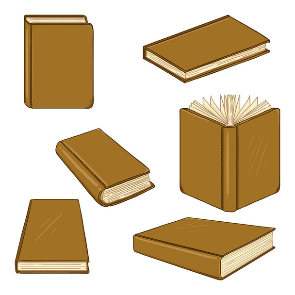 Vector set van Cartoon bruine boeken - Vector, afbeelding