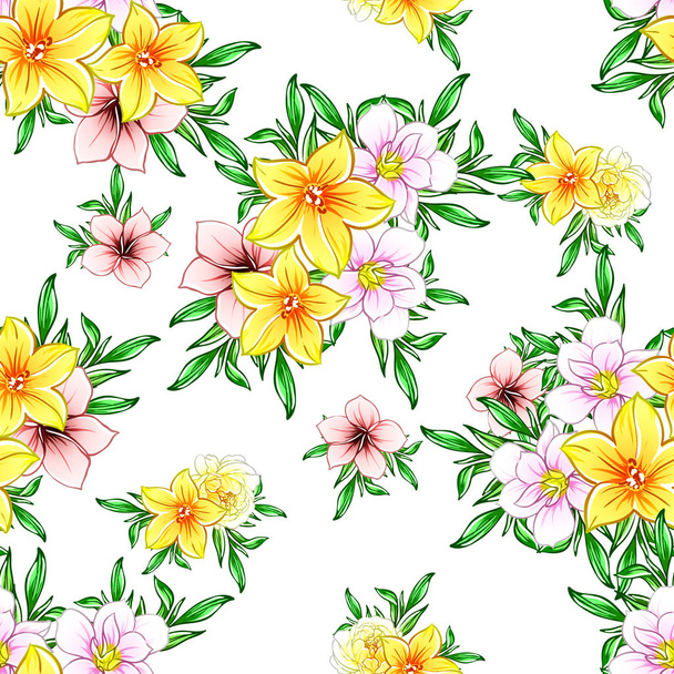 vector illustration of bright flowers pattern background - Vektör, Görsel
