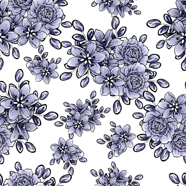 vector illustration of vintage flowers pattern background - Vector, afbeelding