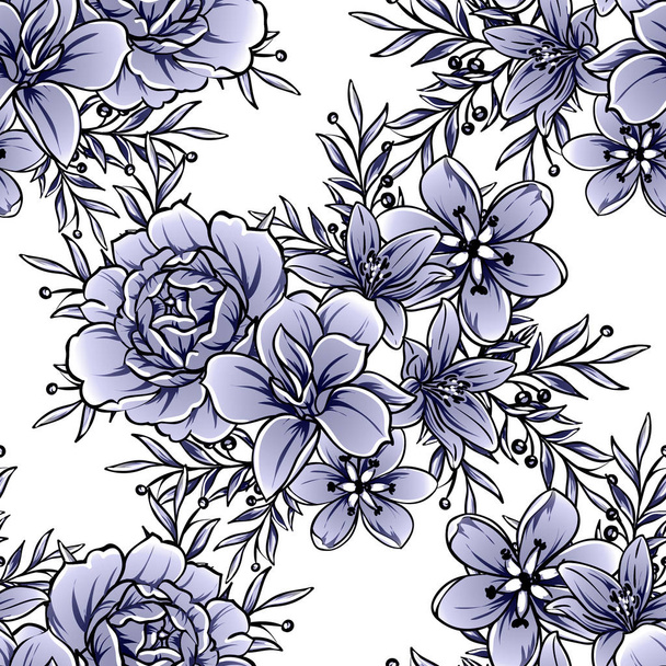 vector illustration of vintage flowers pattern background - Вектор, зображення
