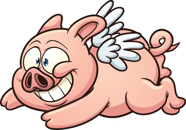 uçan domuz cartoon - Vektör, Görsel