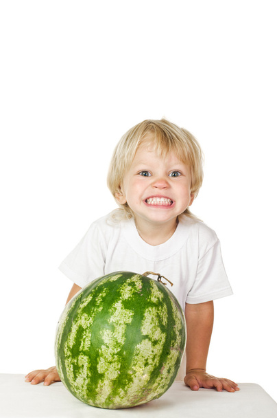 little boy big watermelon - Foto, Bild