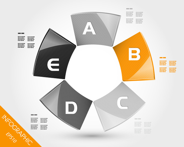 orange infographic circle from semicircleswith letters - Vector, Imagen