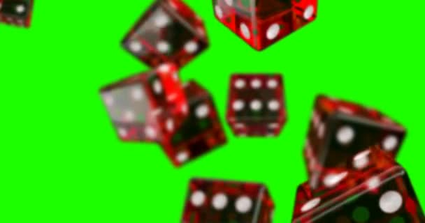 dices falling green screen - Filmmaterial, Video