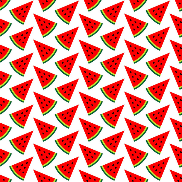 Seamless Pattern Melon Pieces Red Green Black - Vector, Imagen