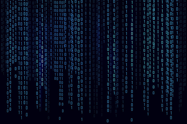 デジタル背景ブルーマトリックス。マトリックス スタイルの背景。バイナリ コンピュータ コード。乱数を実行しています。ベクトルイラスト - ベクター画像