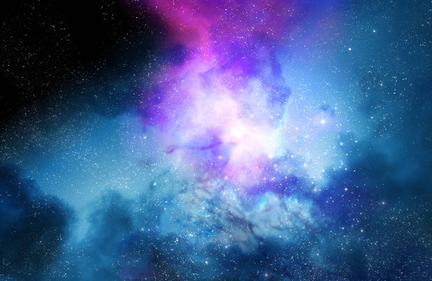 Hluboká vesmírná mlhovina a pozadí galaxie 3D ilustrace. - Fotografie, Obrázek