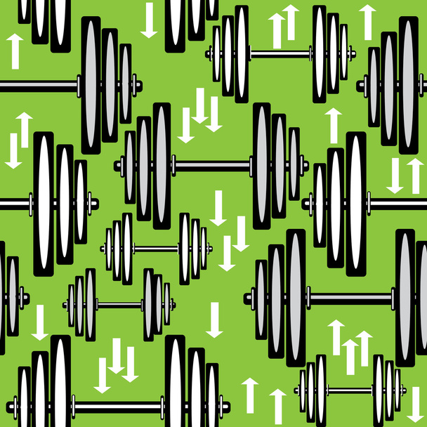 mancuernas patrón sin costura sobre fondo verde
 - Vector, Imagen