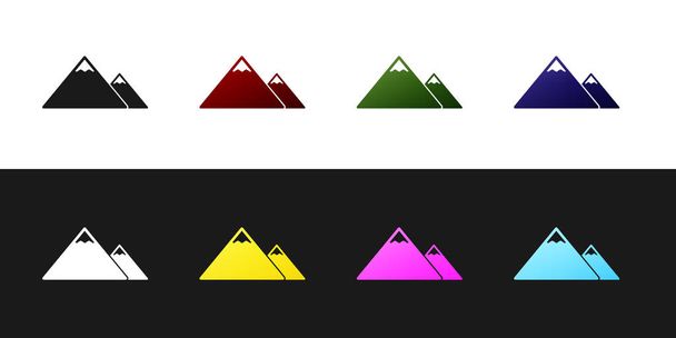 Conjunto de Montañas icono aislado sobre fondo blanco y negro. Símbolo de victoria o concepto de éxito. Ilustración vectorial
 - Vector, Imagen