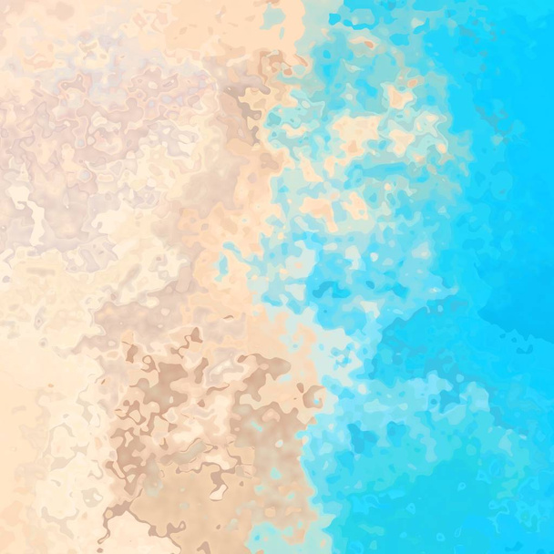 abstrakt gefärbt Muster Textur quadratischen Hintergrund Sand Strand beige und ozeanblaue Farbe - moderne Malerei Kunst - Aquarell Kleckseffekt - Foto, Bild