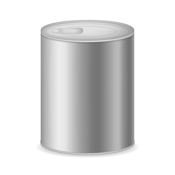 Realistic Detailed 3d Canned Metal Packaging. Vector - Вектор, зображення