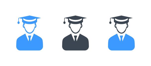 Icône homme graduation dans un style tendance - signe plat vectoriel
 - Vecteur, image