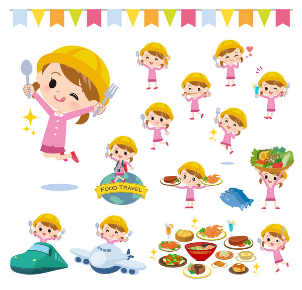 Nursery school girl_food festival - ベクター画像