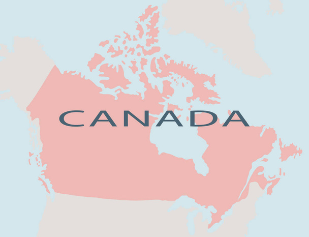 Mapa vetorial do Canadá. Contorno do país no contexto do continente
 - Vetor, Imagem