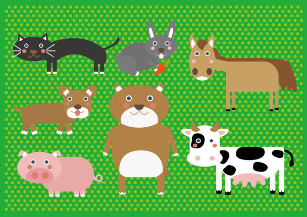 cute cartoon boerderij dieren digitale clip art clipart set - voor scrapbooking, kaart maken, nodigt - Vector, afbeelding