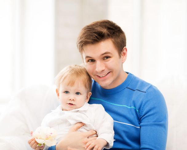 Happy father with adorable baby - Fotoğraf, Görsel