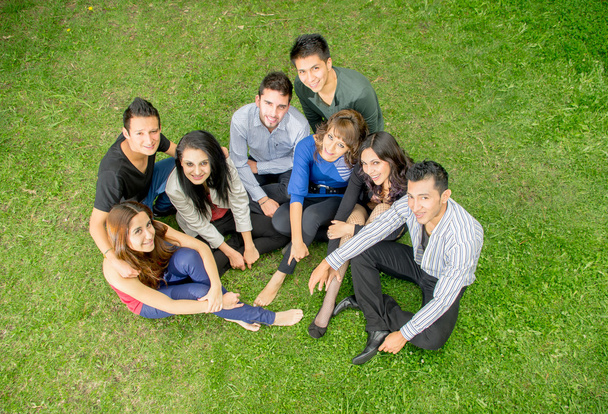Group of hispanic teens thumbing up outdoors - Photo, Image