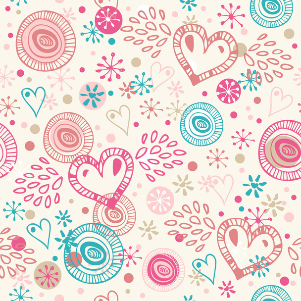 Doodle seamless background with hearts - Vektor, Bild