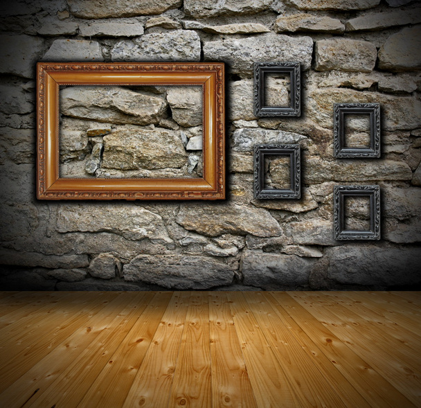 interior with old frames on wall - Photo, Image