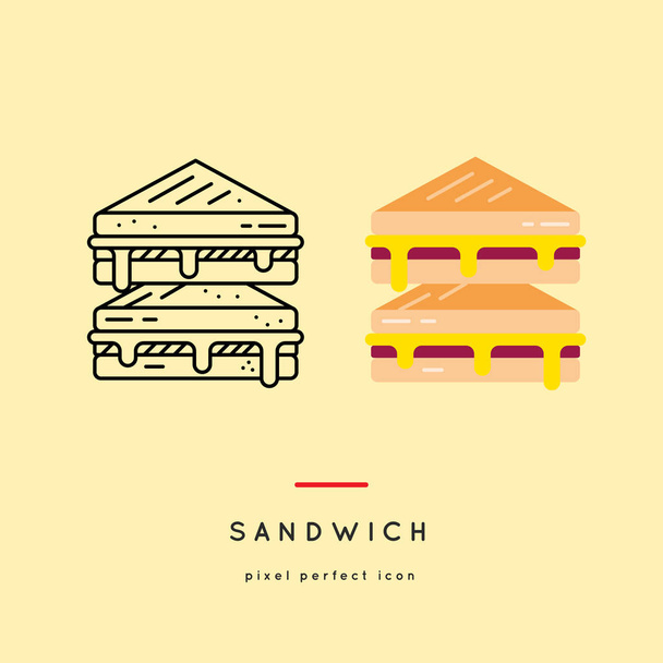Fast food Sandwich Outline e ícones web de cor em duas variações de estilo
 - Vetor, Imagem
