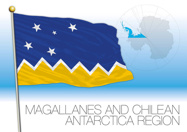 Περιφερειακή σημαία της Χιλής στην Ανταρκτική, Χιλή, απεικόνιση διανύσματος - Διάνυσμα, εικόνα