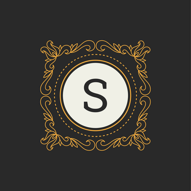 Роскошный логотип векторный шаблон для ресторана, Роялти, бутик, кафе, отель, геральдический, ювелирные изделия, мода. Цветочная монограмма буквы S
 - Вектор,изображение