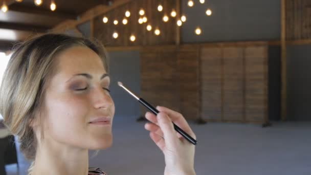 Professional make-up artist at work. - Πλάνα, βίντεο